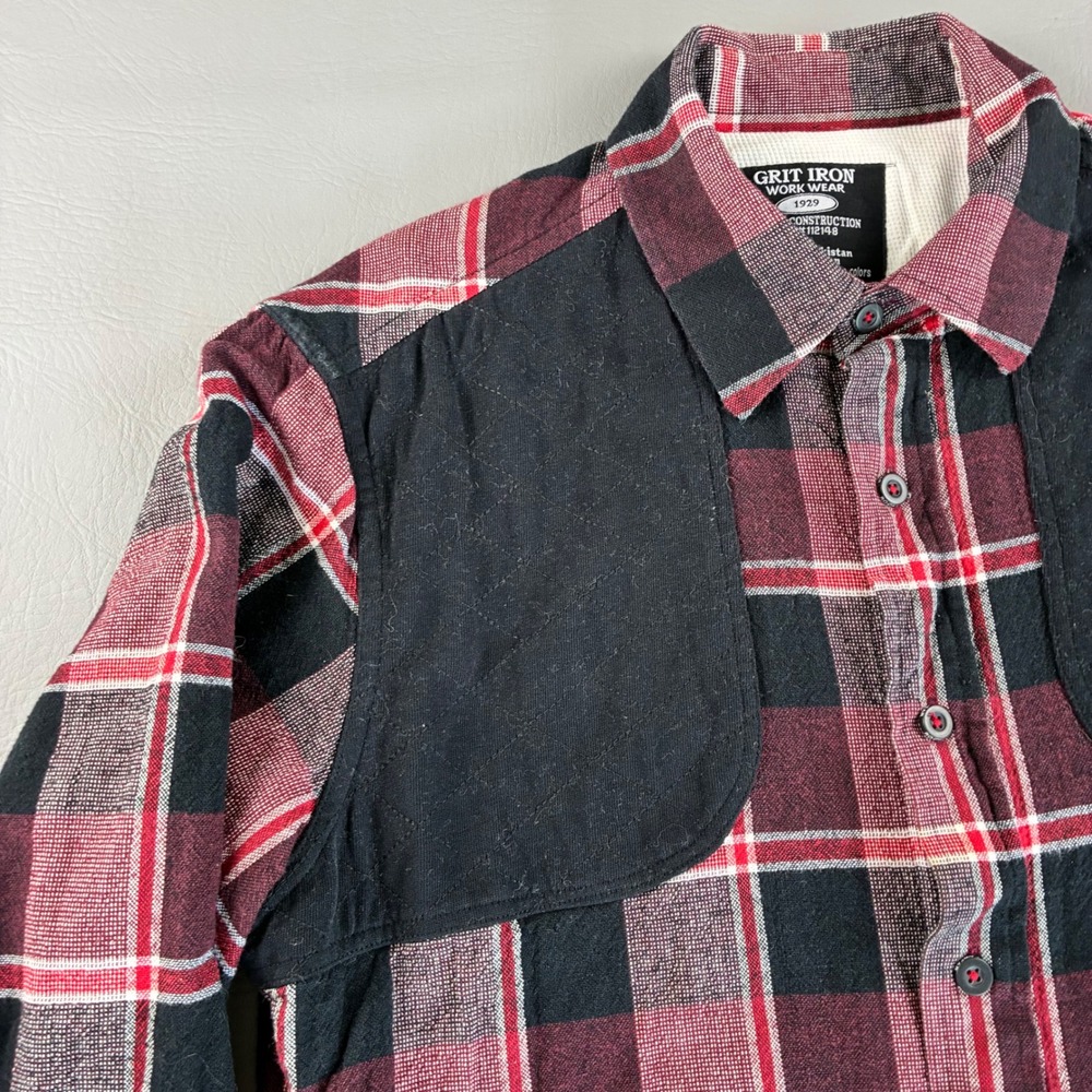 Rocawear Grit Iron Work Wear Mens Large Red Black Plaid Lined Flannel Shirt Read - Picture 10 of 14